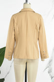 Clacive - Khaki Casual Solid Patchwork Cardigan Turn-back Collar Outerwear