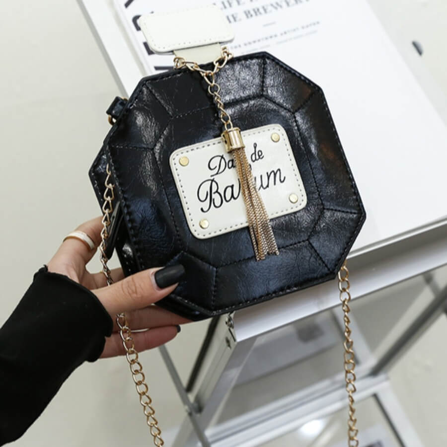 Clacive Black Fashion Casual Letter Patchwork Crossbody Bag