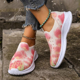 Clacive - Pink Casual Sportswear Daily Patchwork Tie-dye Round Mesh Breathable Comfortable Out Door Shoes