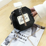 Clacive Black Fashion Casual Letter Patchwork Crossbody Bag