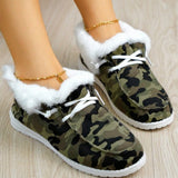 Clacive - Army Green Casual Patchwork Printing Round Keep Warm Comfortable Out Door Flats Shoes