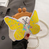 Pink Casual Patchwork Butterfly Sequins Pearl Bags