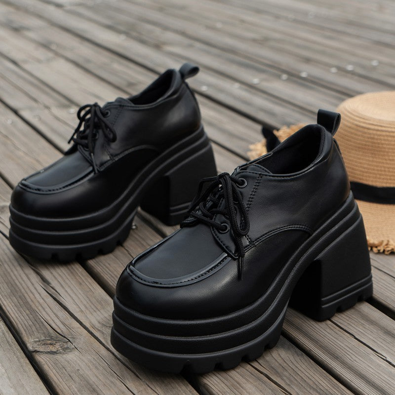 Clacive - Black Casual Frenulum Solid Color Round Out Door Wedges Shoes (Heel Height 3.94in)