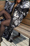 Clacive Black Casual Print Cardigan Outerwear