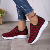 Clacive - Red Casual Patchwork Round Comfortable Shoes