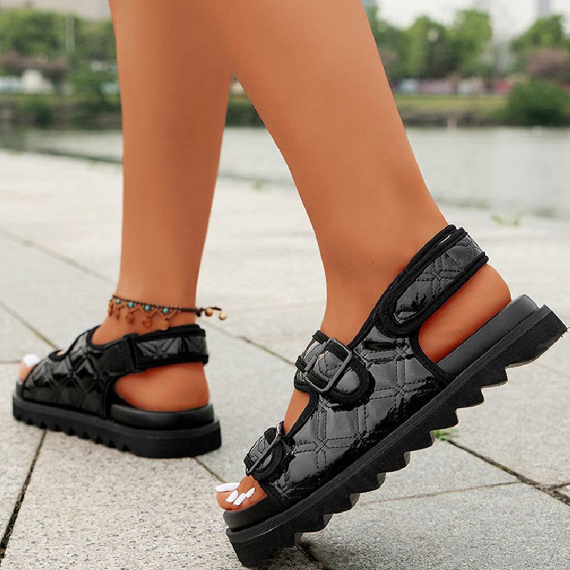 Clacive - Black Casual Daily Patchwork Solid Color Round Comfortable Out Door Shoes