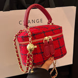 Clacive Red Casual Patchwork Zipper Bags