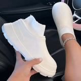 Clacive - White Casual Living Patchwork Solid Color Round Keep Warm Comfortable Flats Shoes