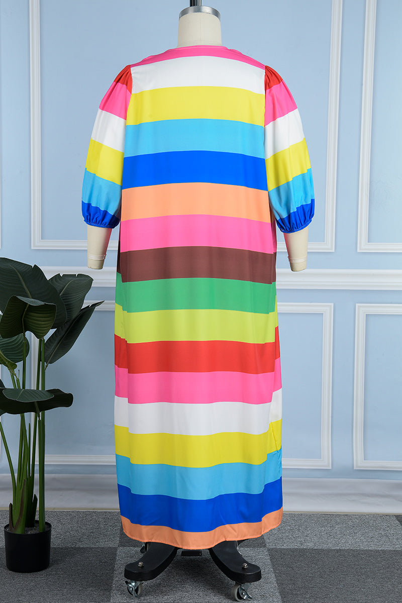 Clacive Multicolor Casual Striped Cardigan Outerwear