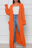 Clacive - Rose Red Casual Street Solid Slit Cardigan Weave Outerwear