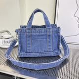 Clacive Blue Casual Solid Patchwork Zipper Bags