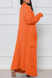 Clacive - Rose Red Casual Street Solid Slit Cardigan Weave Outerwear