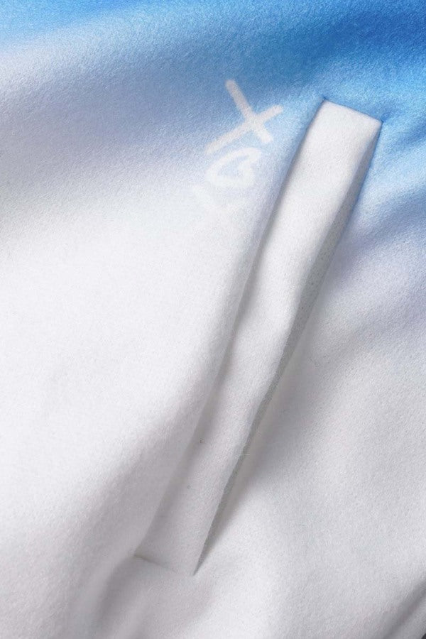 Clacive - Blue Casual Gradual Change Print Patchwork O Neck Outerwear