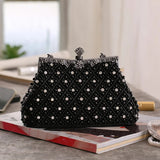 Clacive Black Casual Daily Patchwork Chains Pearl Bags