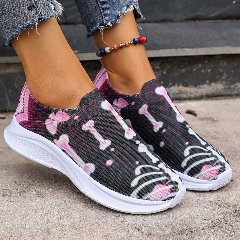Clacive - Purple Casual Patchwork Printing Round Comfortable Out Door Shoes