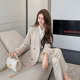 Clacive Women Two-Piece Set Pantsuit Office Ladies Elegant Blazer Suit Female Casual Jacket Workwear Business Clothes