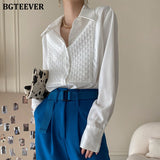 Loose Single-Breasted Veins Patchwork Shirts For Women  Spring Long Sleeve Women Blouses Vintage Ladies Tops