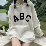 Fall outfits ABC Letter Print Autumn Hoodies Women Hooded Long Sleeve Casual Loose Pullovers Oversized Sweatshirts Harajuku Vintage M360