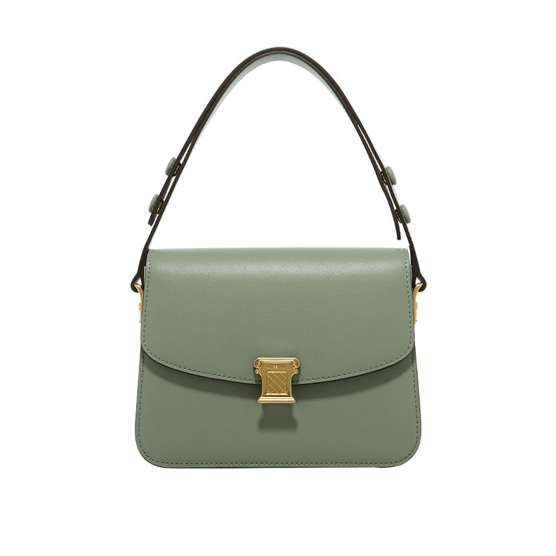 Clacive Ladies  New Trendy One-Shoulder Messenger Handbag Fashion Niche Top Handle Small Square Bag Cowhide Chain Purse
