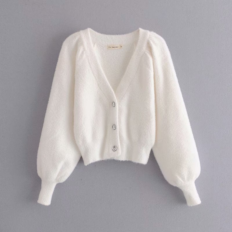 Clacive  Autumn Solid Knitting Long Sleeve Causal Solid Fall Cardigan Sweater