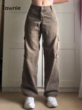 Clacive  Y2K Women's Baggy Straight Jeans Casual Cargo Denim Trousers Vintage Pants Fashion Sweatpants Streetwear Autumn Winter