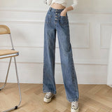 Clacive Vintage Chic Jeans Women's New Loose Straight Denim Trousers Female High Waist Wide Leg Pants High Street