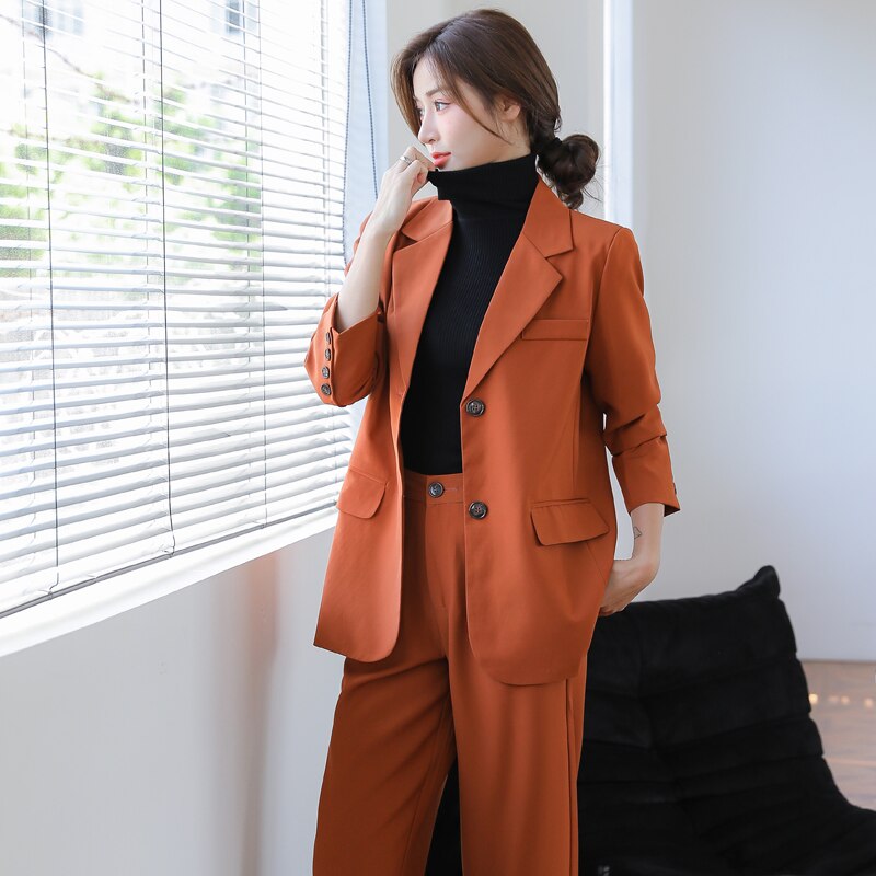 Clacive High Quality Pant Suit Women Blazer Set  Blazer And Pants Office Lady Two Piece Set Outfits Spring Autumn Winter
