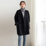 Clacive Winter Coat Women Jackets Long Sleeve Double Breasted Fashion Female Blends Suit Causal Loose Elegant Black Outwear