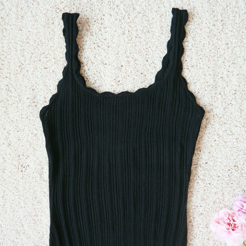 Clacive Black Fancy Knit Dress Summer Femme Round Neckline Elegant Sleeveless Dresses Vintage Casual Robe Longueur Midi Sans Manches