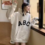 Fall outfits ABC Letter Print Autumn Hoodies Women Hooded Long Sleeve Casual Loose Pullovers Oversized Sweatshirts Harajuku Vintage M360