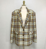 Clacive Vintage Loose Women Plaid Blazer  Autumn Chic Single Breasted Female Full Sleeve Suit Jackets Stylish Ladies Blazer WB120