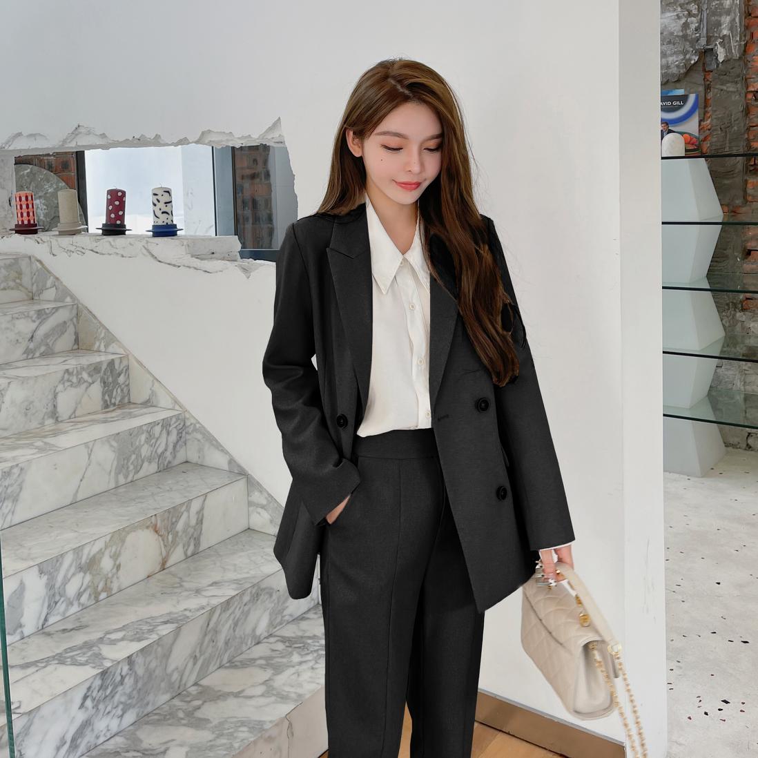 Clacive Women Two-Piece Set Pantsuit Office Ladies Elegant Blazer Suit Female Casual Jacket Workwear Business Clothes