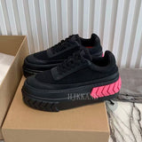 Clacive Flat Thick Bottom Sneakers Women Round Toe Lace Up Casual Shoes Comfort Platform Walking Shoes Spring Autumn All-Match Female
