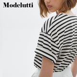 Clacive   England Fashion High Street Vintage Loose Striped Harajuku Tshirt Summer T Shirt Women Camisetas Verano Mujer