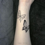 Clacive Black And White Butterfly Tattoo Sticker Waterproof Sexy Tattoos For Women Body Art Fake Tattoo Clavicle Arm Leg Tattoo Stickers