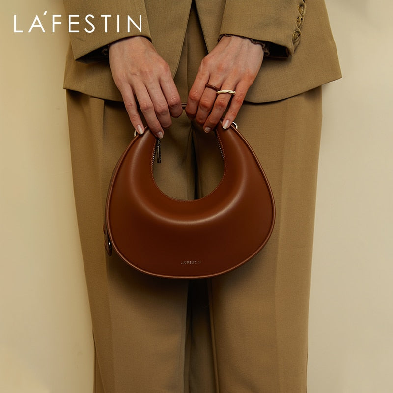 Clacive Designer Original  New Shoulder Messenger Bag Female Fashion Underarm Handbag Three-Dimensional Metal Pearl Chain