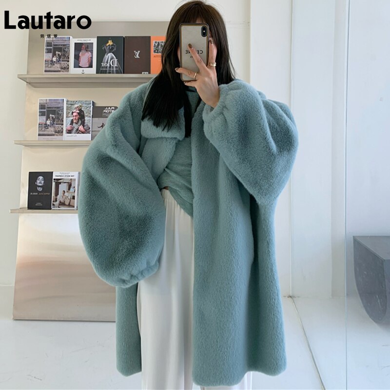Clacive  Winter Long Oversized Warm Soft Fluffy Faux Fur Coat Women Drop Shoulder Long Sleeve Casual Loose Korean Fashion