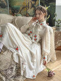 Fall outfits back to school  Summer Spring Shirts Women Vintage Elegant Mori Girl Sweet Long Sleeve Embroidery Casual Loose AllMatch Shirts Blouses With Ties