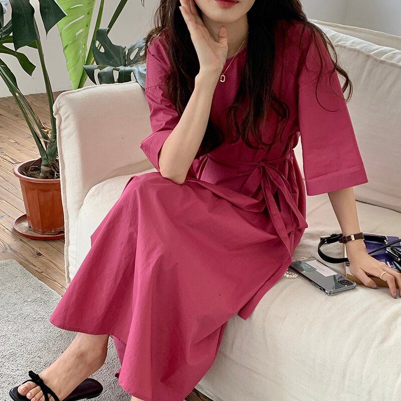 Women's  Summer Fashion Designer Brief Long Rose Dress Female Chic Casual Loose Dress TB709