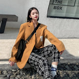 Clacive Oversize Wide Shoulder Blazers Women Korean Loose Suit Jackets Female Auutmn  New Long Sleeve Coats