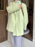 Clacive Korean Chic Woolen Blazers Women Fashion Loose Avocado Green Jacket Autumn Winter High Street Suit Coats Female