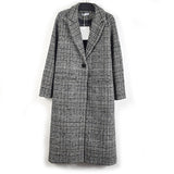 Clacive Fashion Women Wool Coat Plaid Classics Female Loose Long Single Breasted Coats  Spring Autumn Jackets Trench Outerwear WJ54