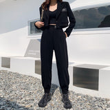 Clacive High Street Fashion Cargo Pants Sets Women Autumn Winter Buckle Blazers Two Piece Suits Casual Trousers Female