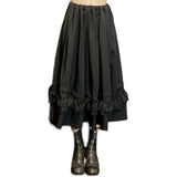 Dark Wind Yohji  Autumn Double-Layer Pinched Flower Drawstring Elastic Waist Ruffled Retro Skirt Female Y2K