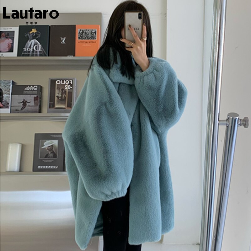 Clacive  Winter Long Oversized Warm Soft Fluffy Faux Fur Coat Women Drop Shoulder Long Sleeve Casual Loose Korean Fashion