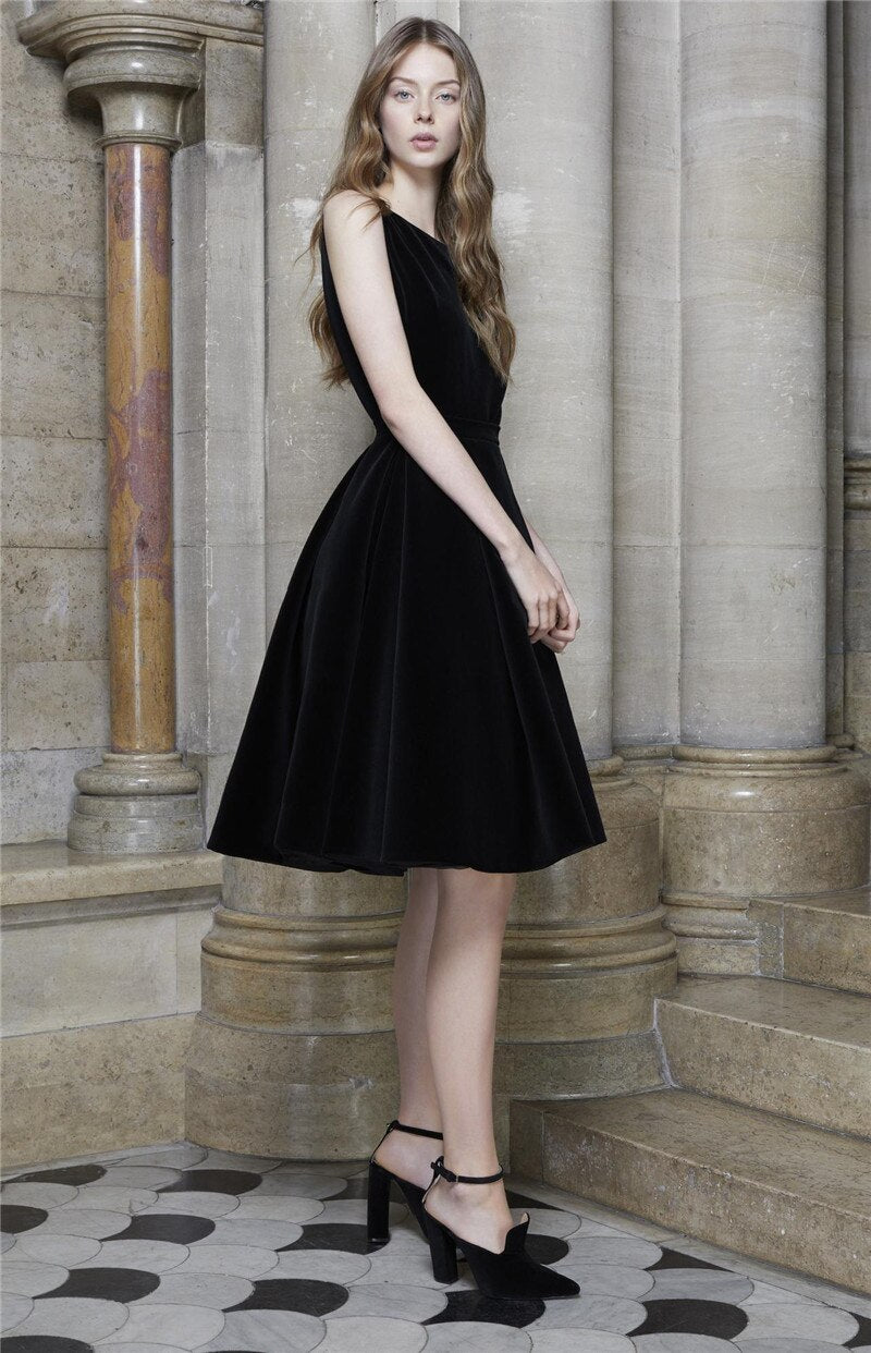 Black Velvet Princess Dress Sexy Womens Luxury  New  Stylish Elegant Female Palace Clothing