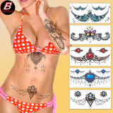 Clacive New Temporary Tatoo For Women Sexy Chest Waist Stickers Clavicle Big Faketattoo Art Deco Beauty Scar Waterproof Tattoo Stickers