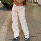 Clacive  Low Waist Y2K Wide Leg Jeans Pockets Grunge Streetwear Cargo Pants Woman Vintage Casual Hippie Baggy Denim Trousers 90S