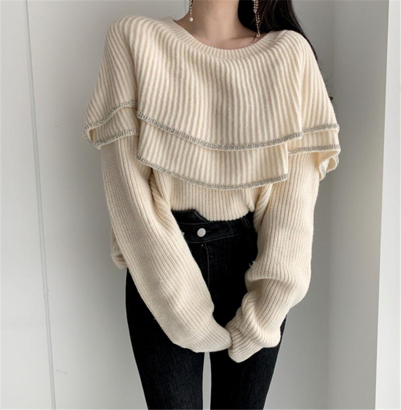 Women Knitted Jumpers Sexy Sweater All-match Off Shoulder Knitwear Tops Casual Loose Korean Style Pullover Female Autumn