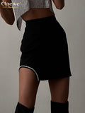 Clacive Sexy Slim Black Women'S Skirt Summer Bodycon High Waisted Diamond Decoration Mini Skirts Party Club Female Clothes